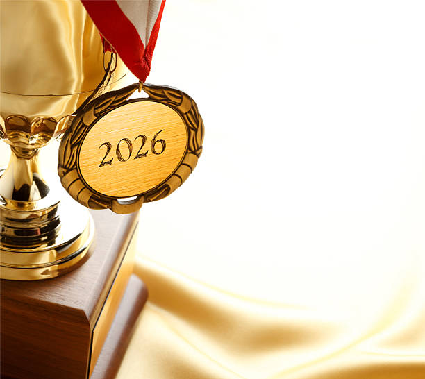 istock Gold Medal and Trophy With Year 2026 2226006214