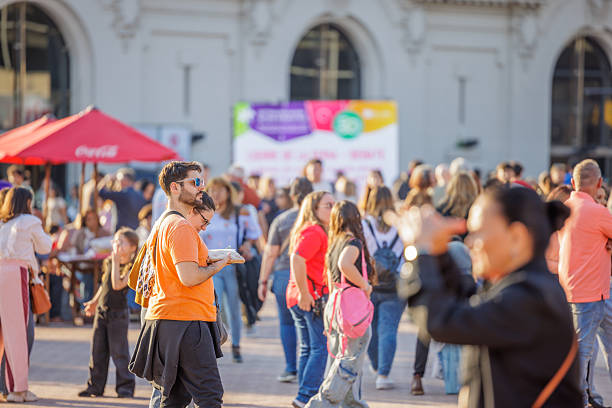 Buenos Aires, Argentina - April 2nd, 2025: People walking through the streets of Buenos Aires.