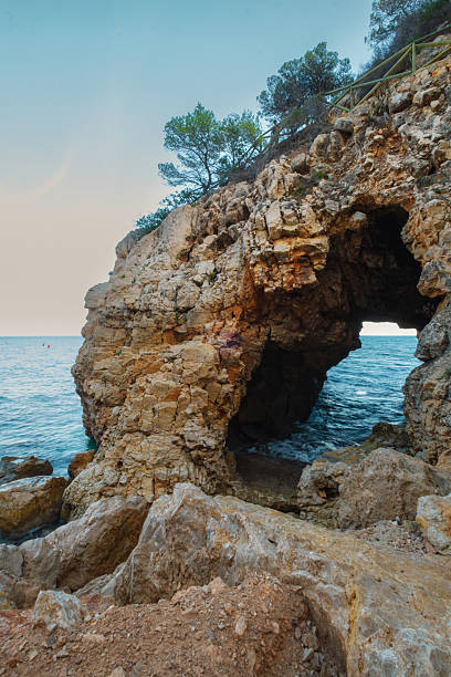 Landscape view of the natural sea stone cave