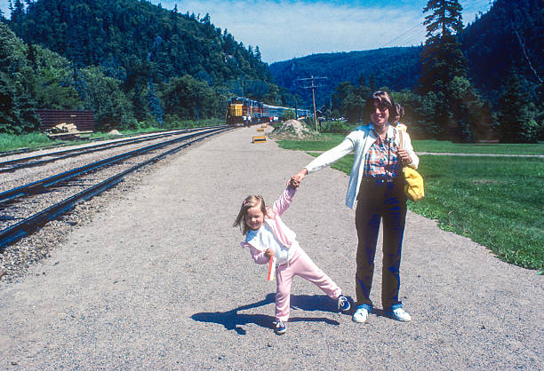 Agawa Canyon Train - Mother & Daughter - 1982. Scanned from Kodachrome 64 slide.