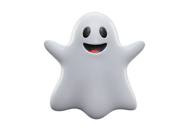 Isolated Cheerful Ghost Cartoon Character with Open Arms
