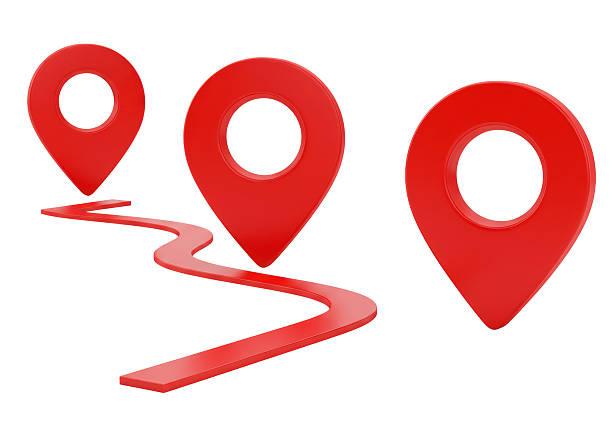 istock Isolated Route with Red Location Pins Marking the Way 2226021205