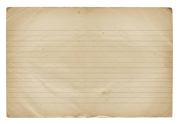 close up of  a vintage colorful note paper on white background
