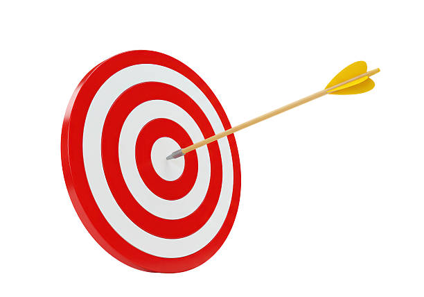 Isolated Arrow Hitting the Center of a Red Target
