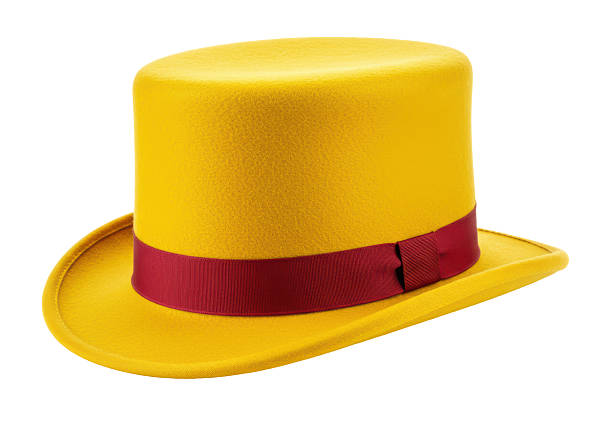 Isolated Yellow Top Hat with Red Ribbon