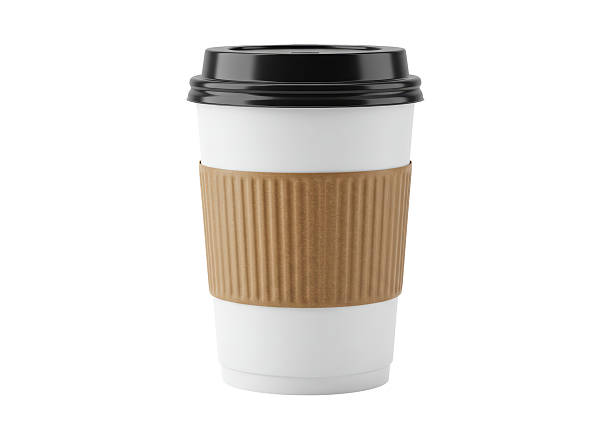 istock Isolated White Paper Coffee Cup with Brown Cardboard Sleeve 2226021468