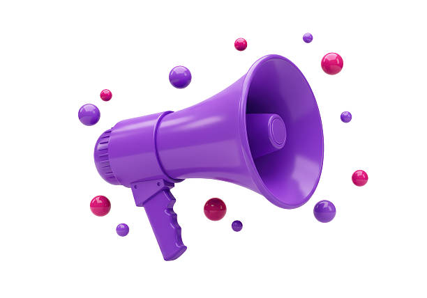 istock Isolated Purple Megaphone Surrounded by Floating Spheres 2226022315