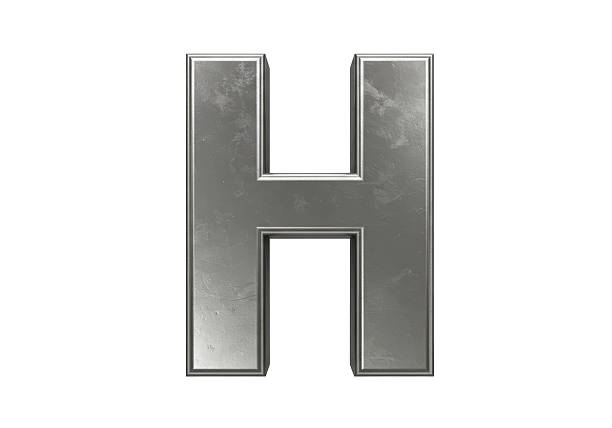 Isolated Metallic Letter H Gray Tone Industrial Design