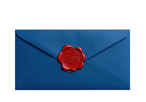Isolated Royal Blue Envelope with Red Wax Seal