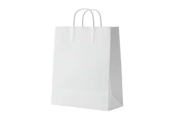 Isolated Simple White Paper Shopping Bag