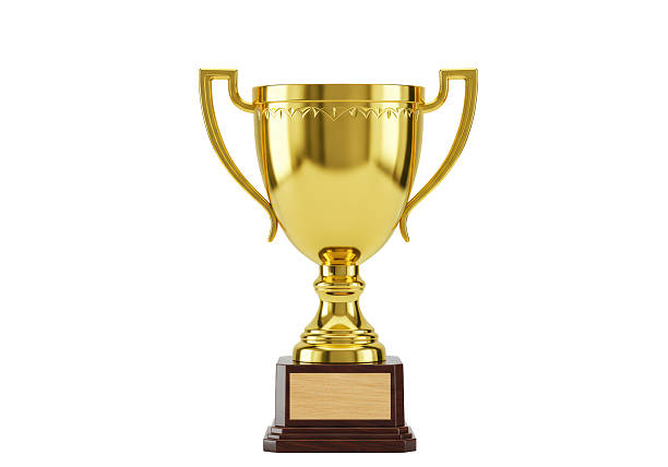 istock Isolated Golden Trophy with Wooden Base 2226022596