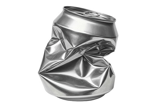 Isolated Crushed Silver Aluminum Can