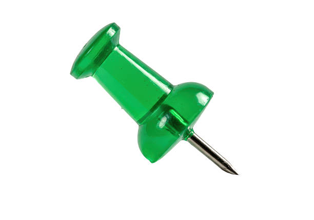 Isolated Green Push Pin Thumbtack Close Up