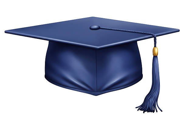 Isolated Elegant Blue Graduation Cap with Tassel