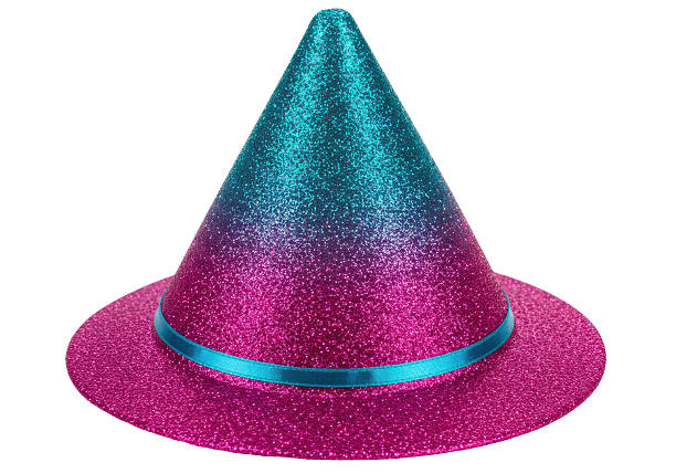 Isolated Glittery Party Hat with Ombre Effect and Ribbon