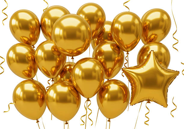 istock Isolated Bunch Gleaming Gold Party Balloons Celebration 2226025357
