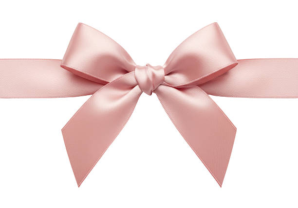 Isolated Pastel Pink Satin Ribbon Bow Tie