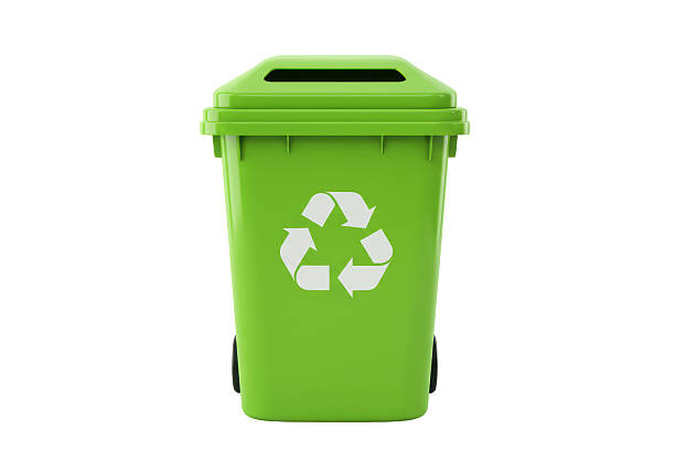 istock Isolated Green Recycling Bin with Recycle Logo on Side 2226026296
