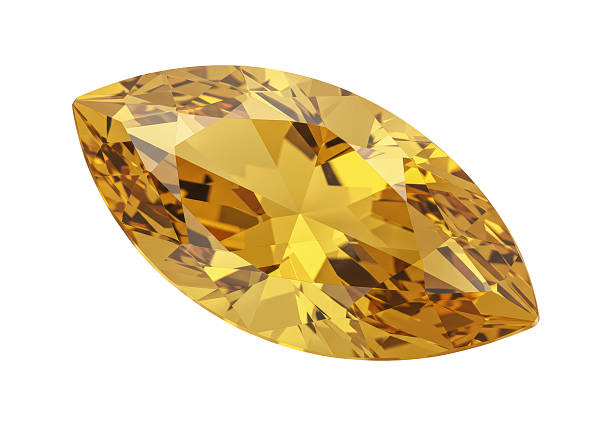 istock Isolated Marquise Cut Yellow Gemstone with Facets 2226027451