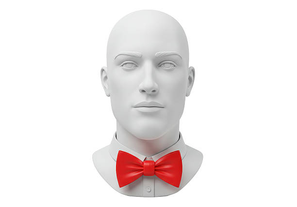 Isolated Mannequin Head with Red Bow Tie Formal Elegance