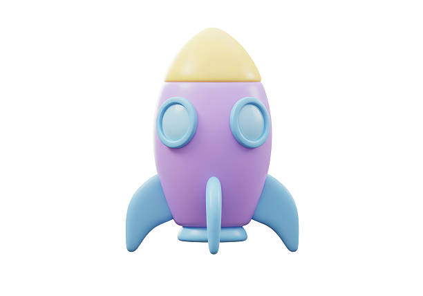 istock Isolated Cartoon Rocket Ship with Pastel Colors Spaceship 2226027581