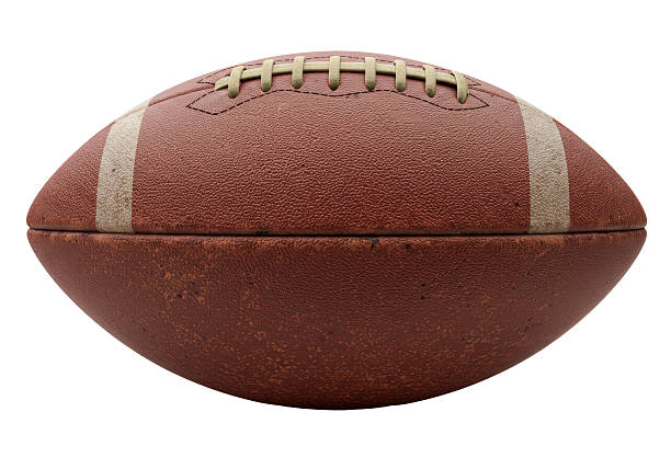 American football ball on mint background, space for text