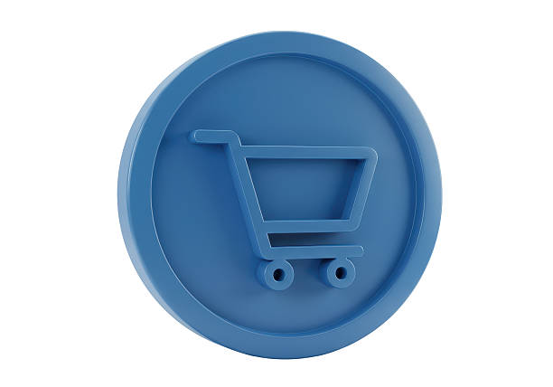 Isolated Blue Shopping Cart Coin