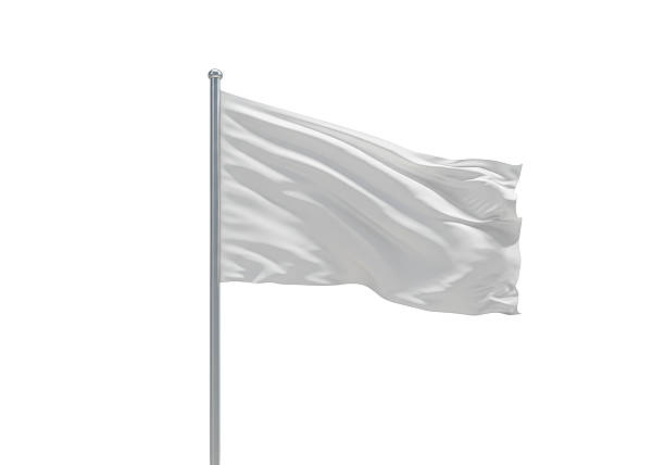istock Isolated Blank White Flag Waving in the Wind 2226029364