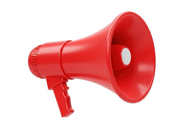 istock Isolated Bright Red Megaphone Loudly Broadcasting Announcement 2226029802
