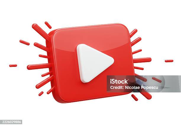 Isolated Play Button With Dynamic Splash Effect In Red Stock Photo ...