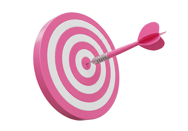istock Isolated Pink Dart Hitting the Bullseye on a Target 2226030336