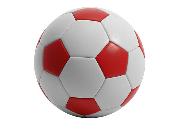 istock Isolated Soccer Ball with Red Panels and White Hexagons 2226030352