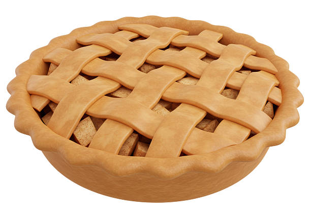 Isolated Apple Pie with Lattice Crust and Beige Texture