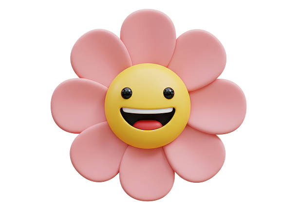 Isolated Smiling Flower Emoji with Cheerful Expression