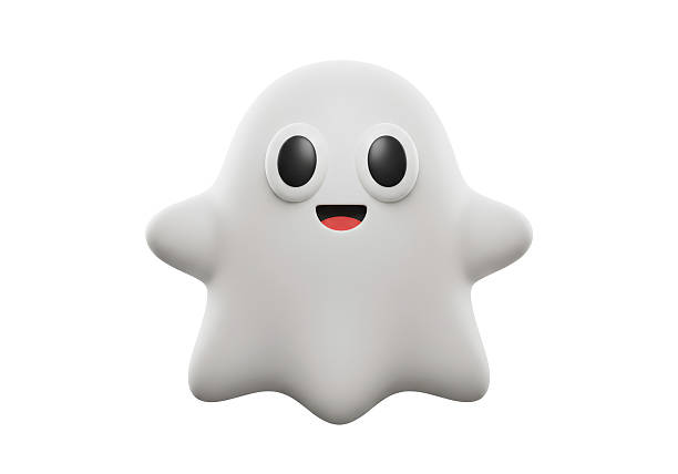 Isolated Cute Ghost Character with Friendly Smile