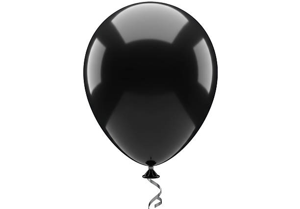 istock Isolated Glossy Black Balloon Floating with Ribbon 2226030649