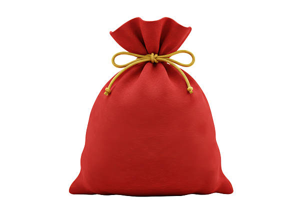 istock Isolated Red Velvet Bag with Golden Drawstring 2226030678