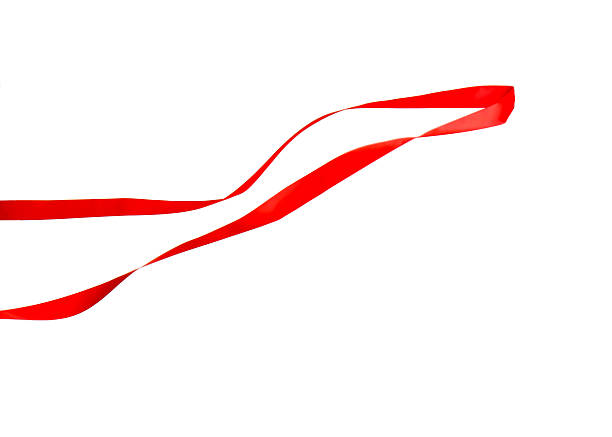 istock Finish. One red ribbon isolated on white 2226032014