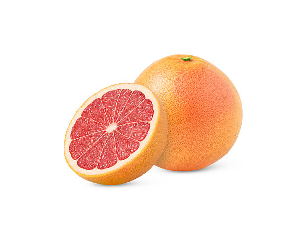 istock Ripe whole grapefruit and a half isolated. Citrus fruits with clipping path. 2226044429