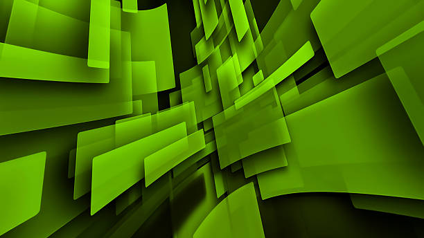 istock Abstract green geometric shapes overlapping on a dark background, dynamic modern digital art texture wallpaper 2226048197