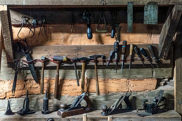 istock A rack of woodworking tools in a carpenter's shed 2226050387
