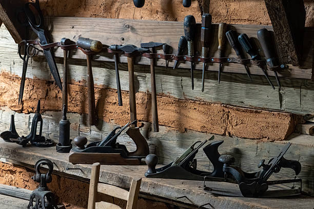 istock A rack of woodworking tools in a carpenter's shed 2226051610