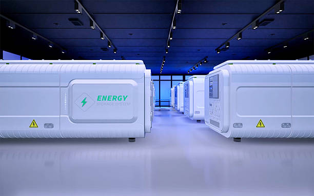 istock Energy storage systems or battery container units in factory 2226052799