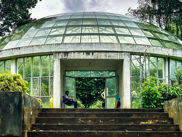 Exterior of greenhouse of the Peradeniya Royal Botanical Gardens Lanka, Kandy, Sri Lanka stock photo