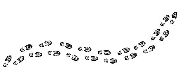 trekkingschuh trail cartoon vektor illustration - kunstdruck stock-grafiken, -clipart, -cartoons und -symbole