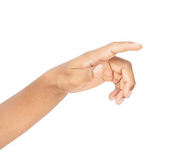 istock Clipping path, hand touching or pointing of something on isolated white background. 2226061611