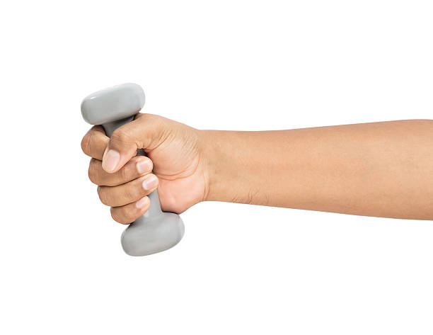 istock Man holding a dumbbell on white background, Clipping path. 2226061623