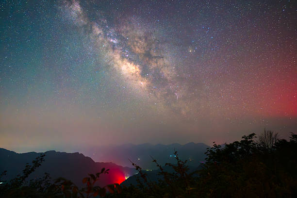 Mountains and stars under the night sky