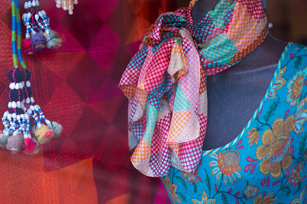 Santa Fe Style: Mexican Dresses and Blanket Outdoor Retail Display