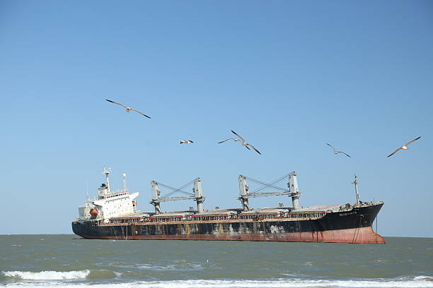 Industrial Ship Traveling Through Galveston Bay
